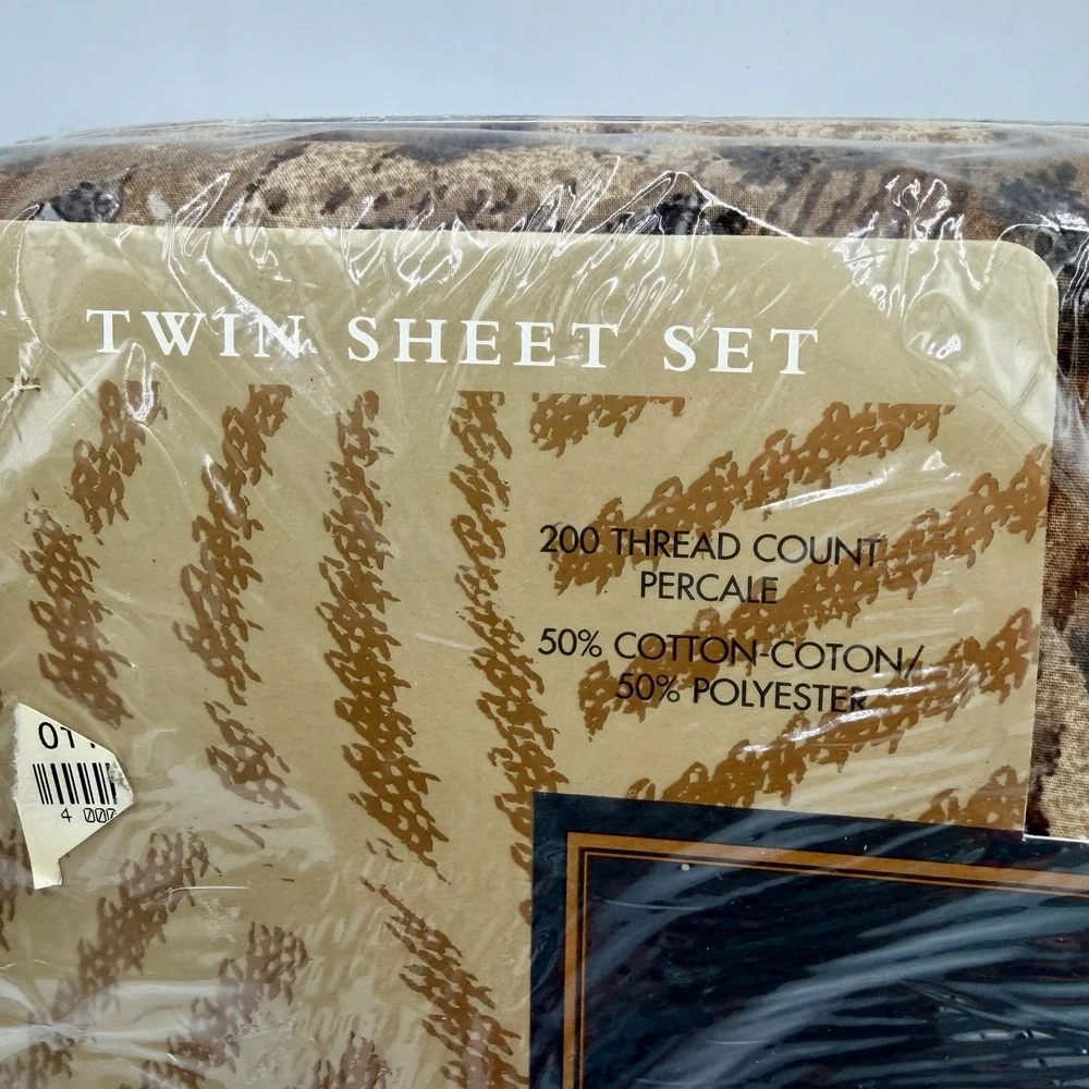 NEW Vintage Animal Print BILL BLASS Springmaid 200 Ct Percale Twin Sheet Set